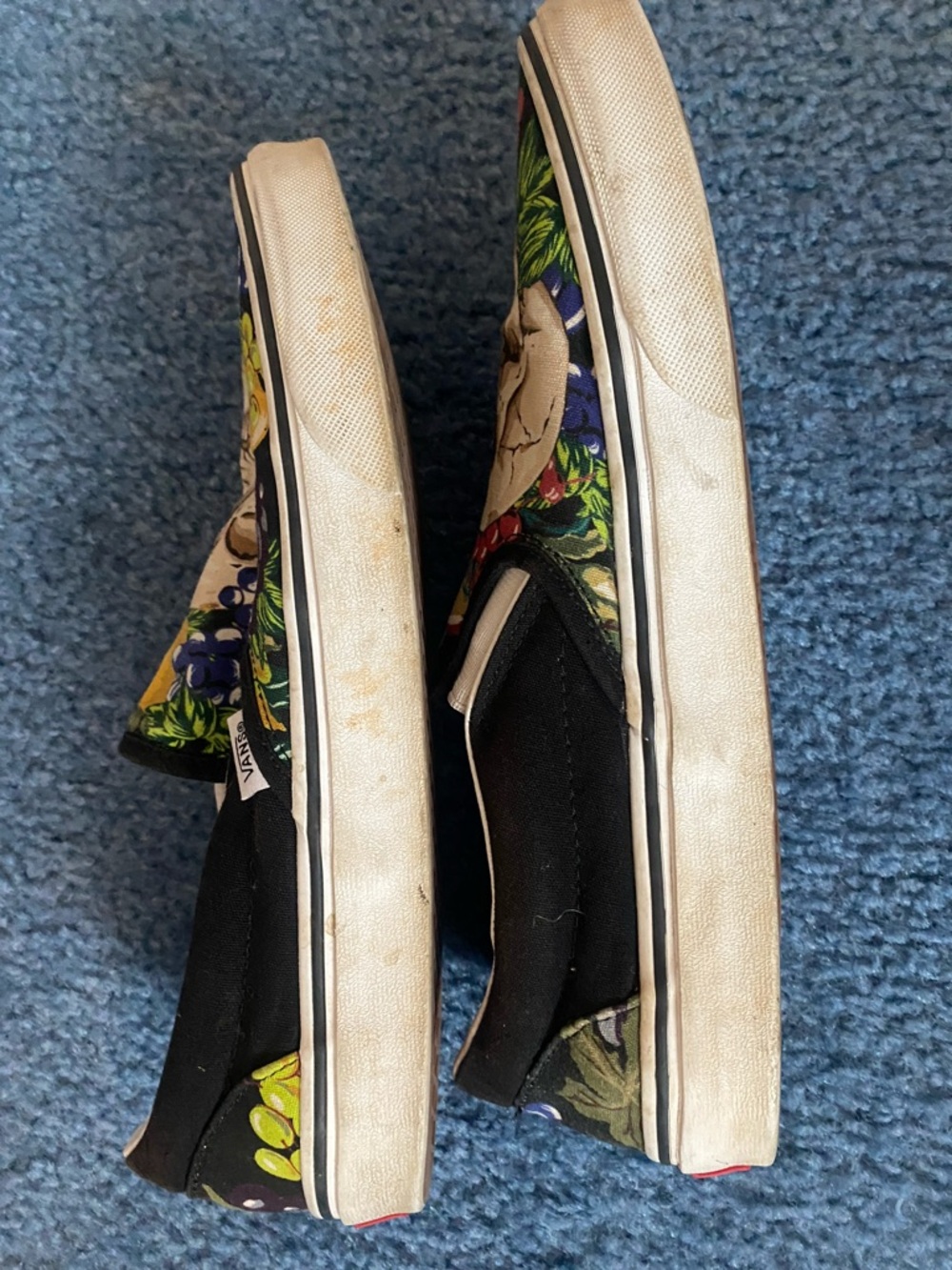 Vans Black and White Slip-On with Skull & Floral Pattern - Picture 3 of 4